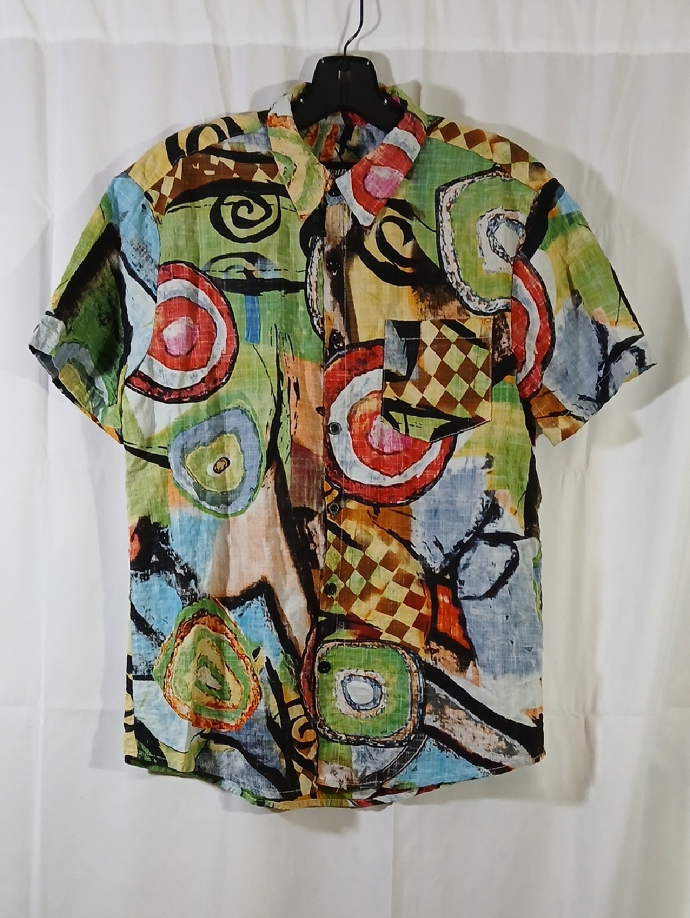 Vatpave Mens Small Shirt Button Up Artsy Pop Art Graphic